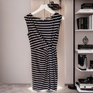 Loft Black and White Striped Dress